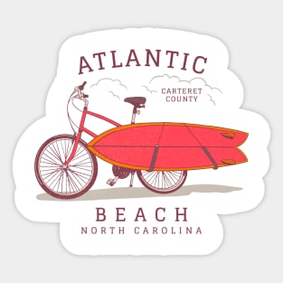 Atlantic Beach, NC Summer Vacation Bike and Surfboard Sticker